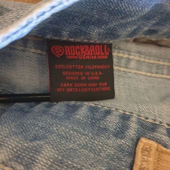 Rock & Roll Mens Denim Bootcut 33x39 Blue Jeans Double Barrel Cowboy Regular - Picture 6 of 8